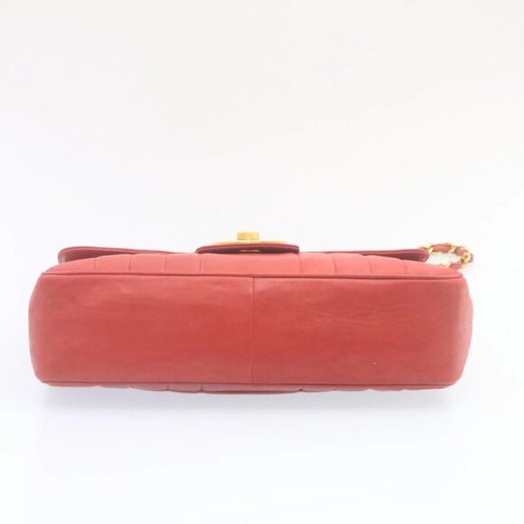 CHANEL Mademoiselle Big Coco Double Chain Shoulder Bag Lamb Skin Red Auth 29129A - Picture 7 of 16